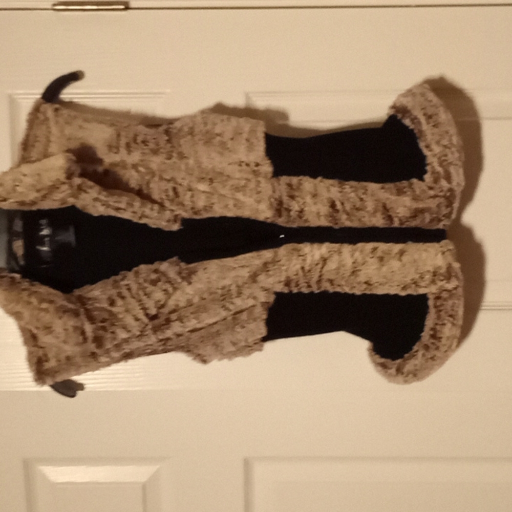 Brown and black zipper vest